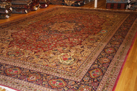 Tabriz silk 13'4"x 18'9" signed pictorial finest persian rug