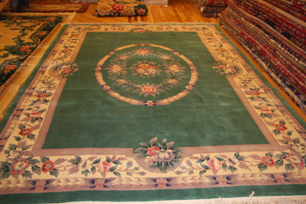 CHINESE 8X11 WOOL, 90 LINE GREEN – exotic rug